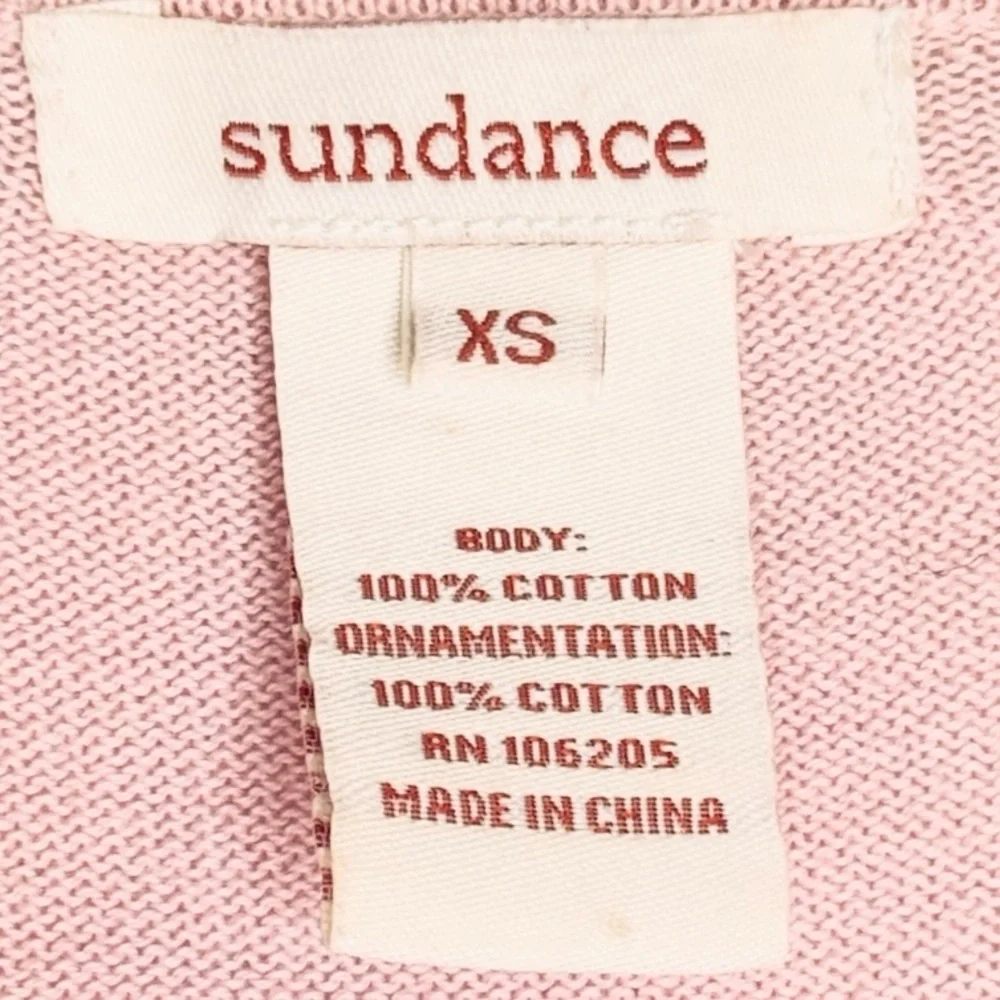 Sundance Pink Cotton Crochet Lace Inset Button Up Cardigan